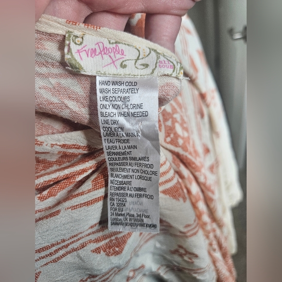 Free People Western Southwestern Aztec Print Flowy Bohemian Cream & Rust Kimono - Picture 7 of 9